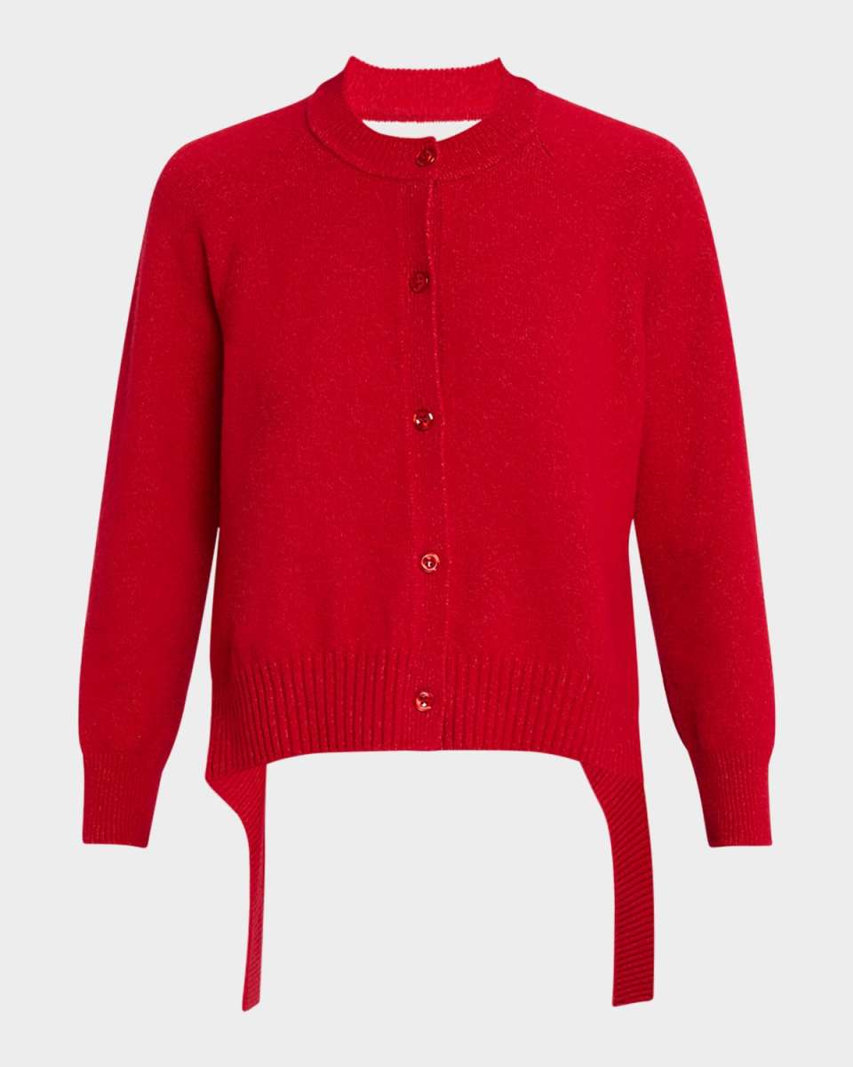 Backless Long Sleeve Wool Cardigan